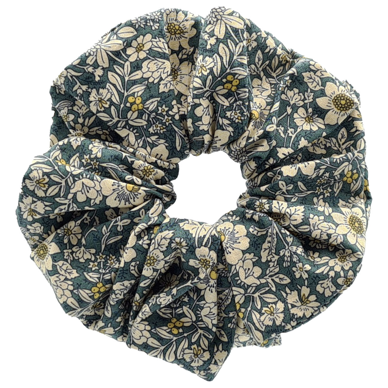 Green 14cm Scrunchie with Floral Pattern