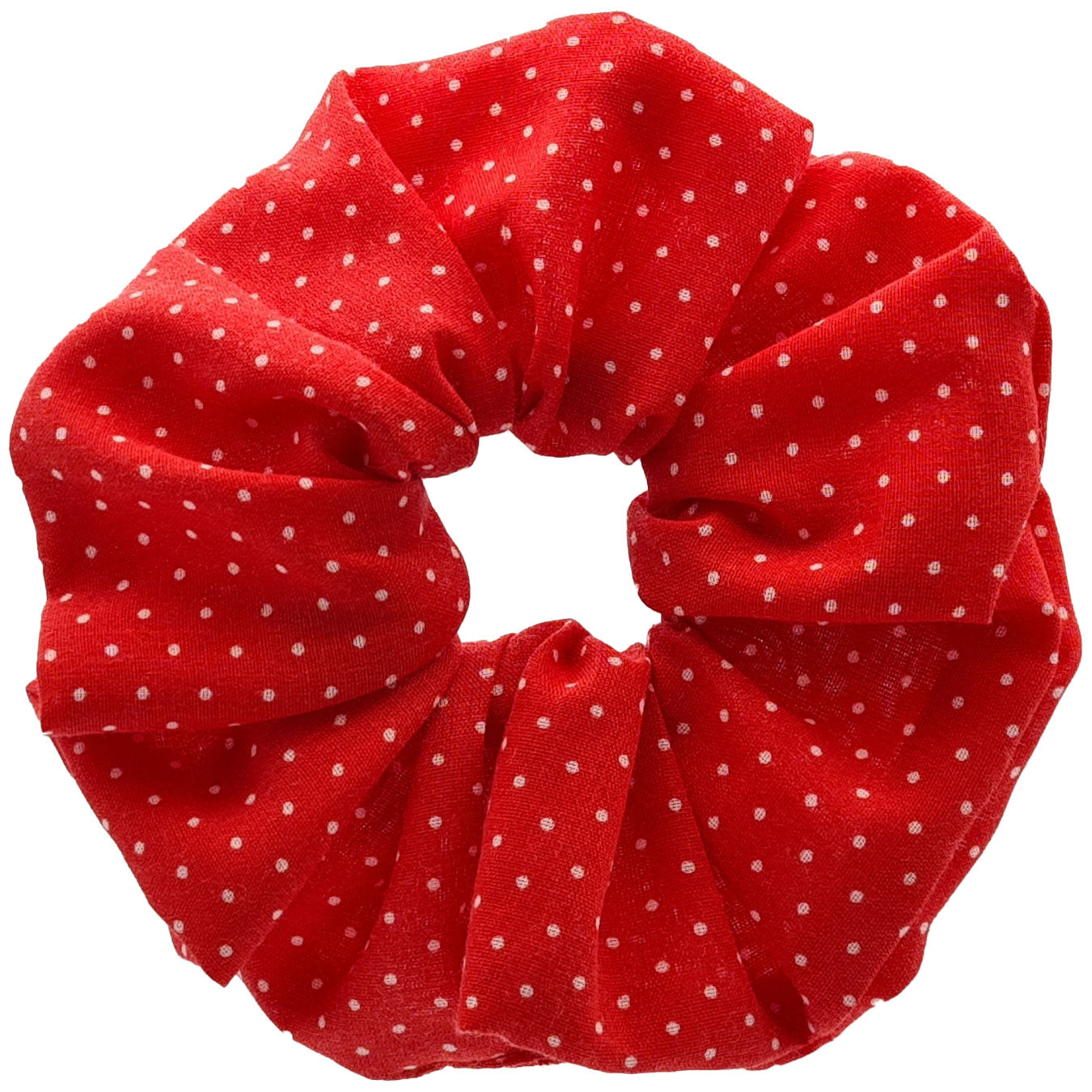 Red 14cm Scrunchie with White Polka Dots