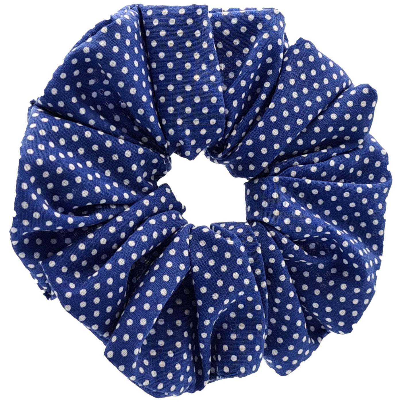 Blue 14cm Scrunchie with White Polka Dots