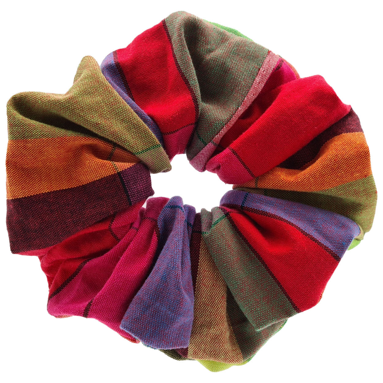 Multi Colour 14cm Scrunchie with Tartan Pattern