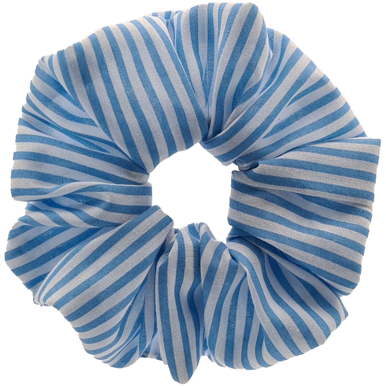 Pale Blue 14cm Scrunchie with White Stripes