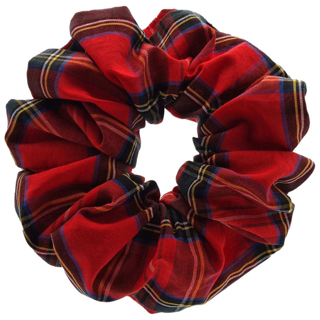 Red 14cm Scrunchie with Tartan Pattern