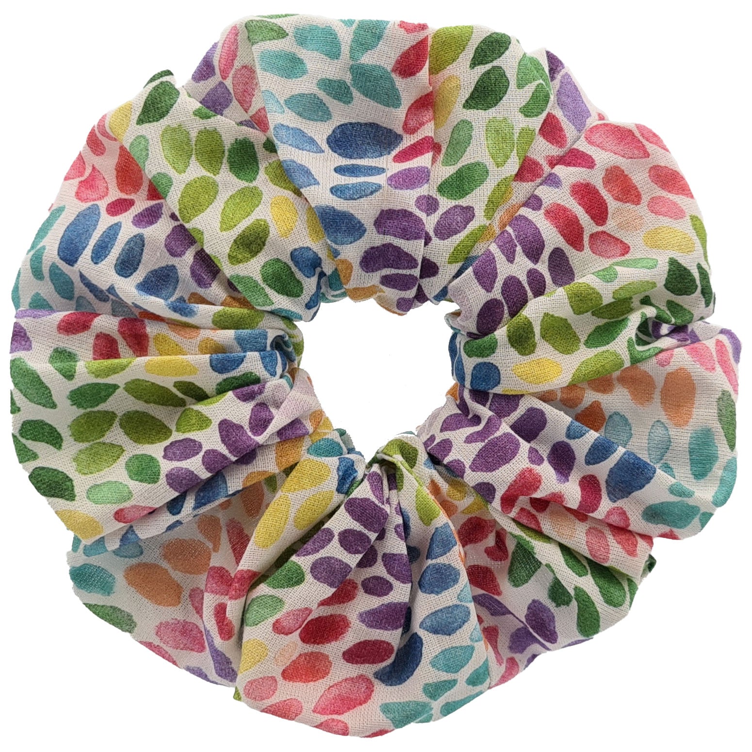 Rainbow polka dots 14cm Scrunchie